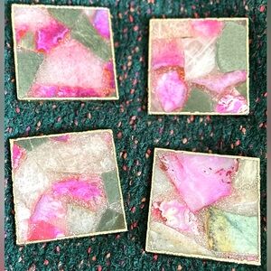 ‼️RARE‼️🎸ANTHROPOLOGIE🎸🔥NWT🔥Composite Agate Gilded Coasters (7)